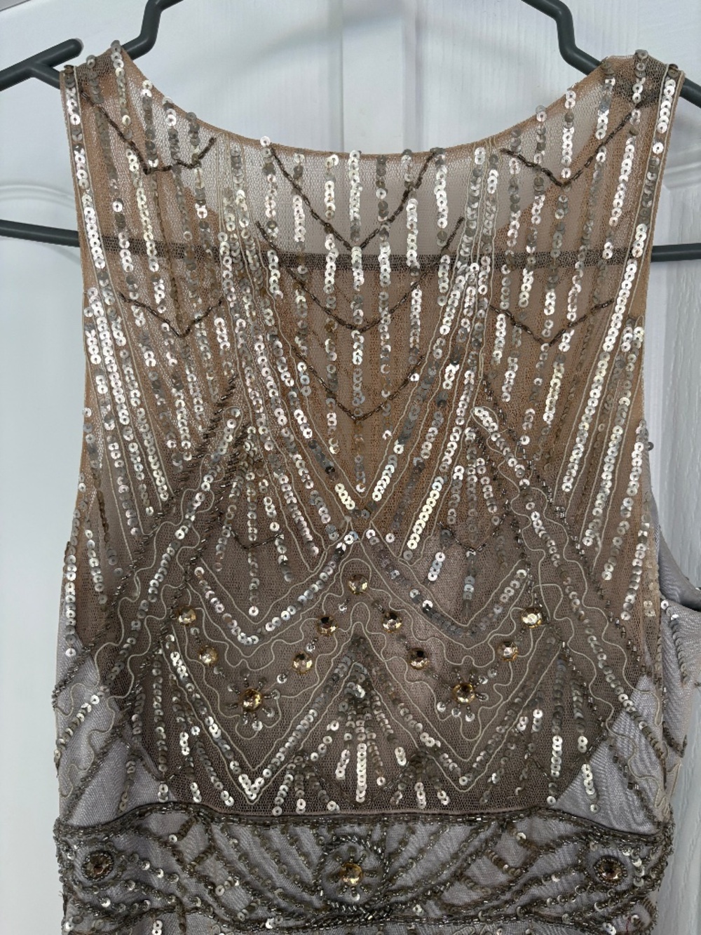Sue Wong Rare Feather Petal Gown Champagne Silver 2 xs - Picture 7 of 8